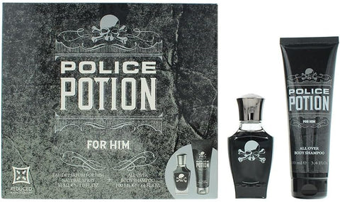 Police Potion Mens 2 Piece Gift Set: Eau de Parfum 30ml - Shower Gel 100ml