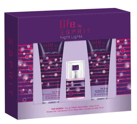 Esprit Life Night Lights WOMENS Eau de Toilette 3 Pieces Gift Set FOR HER