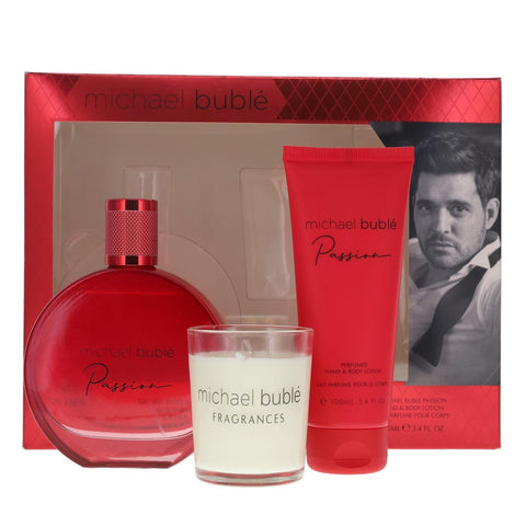 Michael Buble Passion 100ml EDP, 100ml Body Lotion, Candle Gift Set